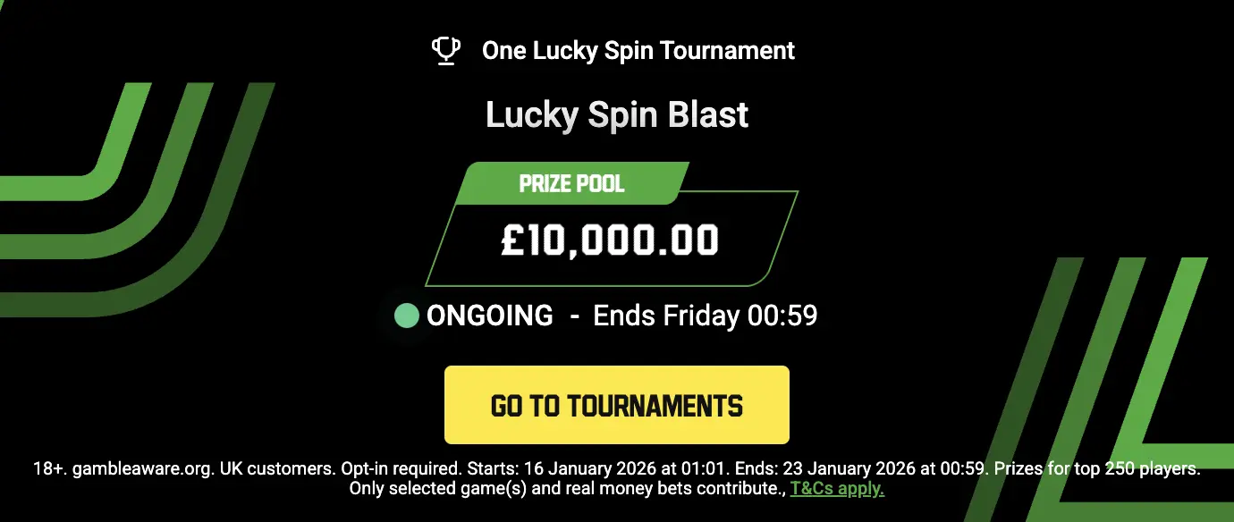 Lucky Spin Tournament with a prise offer of 10000 GBP